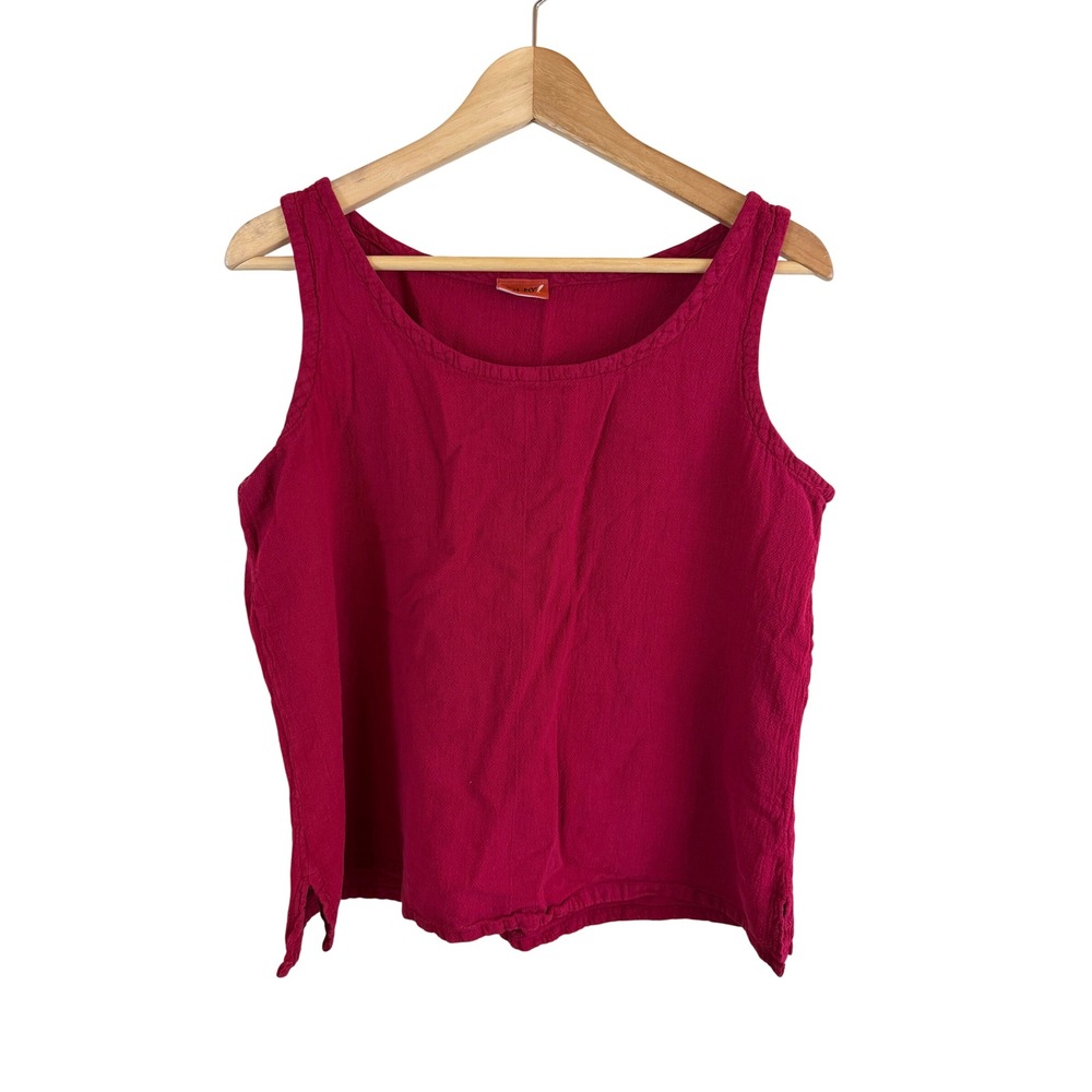 Oh My Gauze Cotton Tank Top Women Size 2 L/XL Reddish Pink Sleeveless Lagenlook
